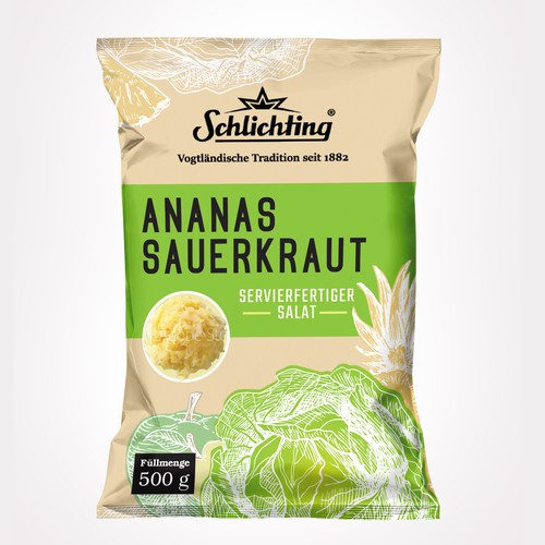 Diseño de Stayin alife - Refresh an old fashion package for Salad with Sauerkraut, Pineapple and Apple de Jena-288