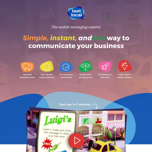 Landing Page for Text Messaging Service