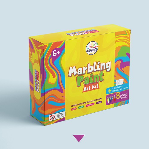 Design a colorful packaging for our new marbling paint art kit for kids Design by Noha.Akkad