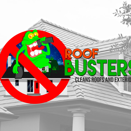 Roof Busters - Roof and Exterior Cleaning logo with a Ghost Busters Theme Design by axelander