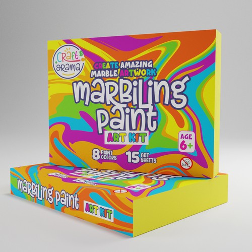 Design a colorful packaging for our new marbling paint art kit for kids, Product packaging contest