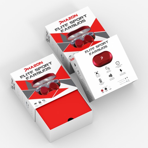 Wireless earbuds packaging box sleeve design Design by interaksi