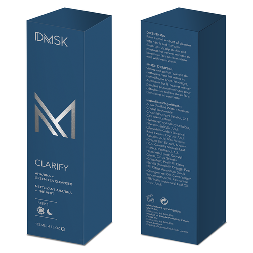 Luxury, high-end product box design for facial cleanser. Design by Leila Amorim