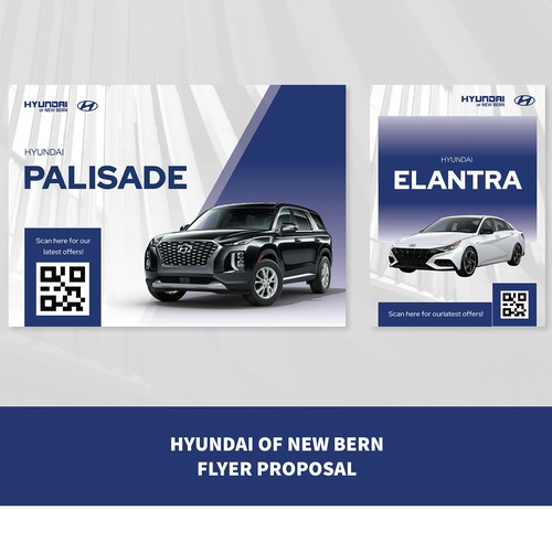 Flyer for Hyundai car dealership showing off the new Palisade and Elantra Design by SlideFactory