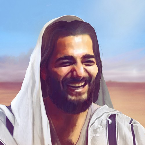 jesus laughing portrait