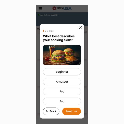 Engaging quiz feature design for product comparison website Design by DezainHub