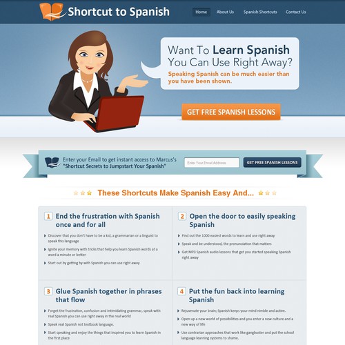 Create the next website design for Shortcut to Spanish Réalisé par Gendesign