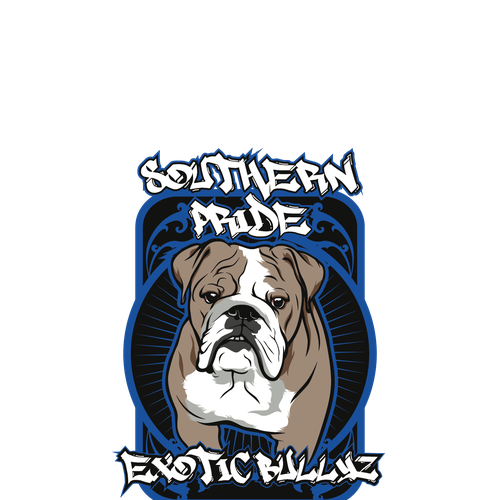 Create a detailed Exotic English Bulldog logo with Mascot for Southern Pride Exotic Bullyz Design by Joms Austria
