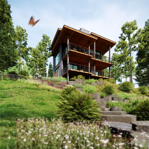 Awesome lake house landscape design Design by D_MANN™