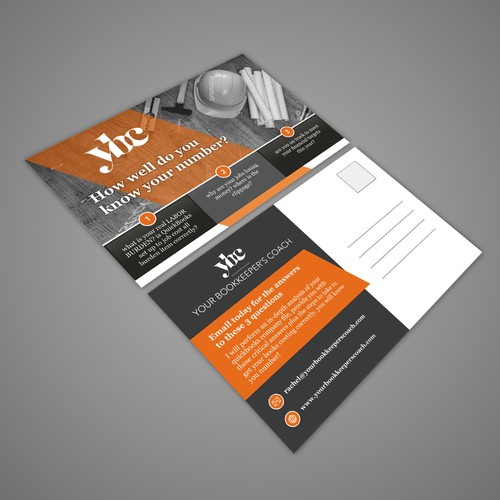 Fun postcard/flier marketing bookkeeping support to general contractors Design por Dzhafir
