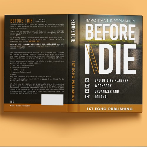 Engaging cover for end of life information journal directed towards 40+ year olds Design by Paul™