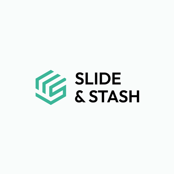 Stashed logo for under-desk storage drawers: Slide & Stash