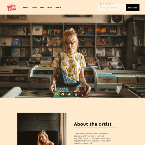 Design a website for artists of a London-based record label. Design by Ozgun K.