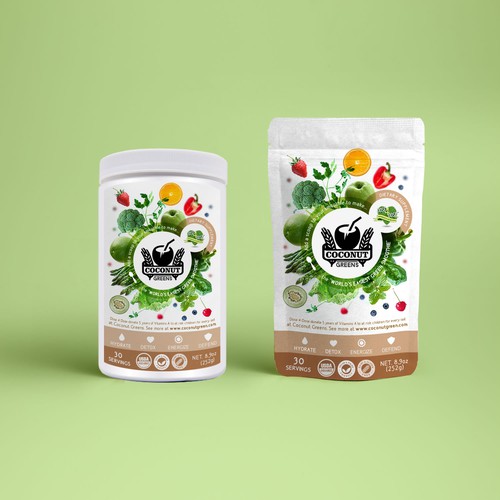 Create stunning new packaging and label for Coconut Greens Design by Gernet