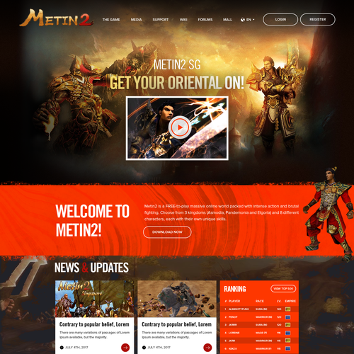 Create a new & vibrant website for an online game, Web page design contest