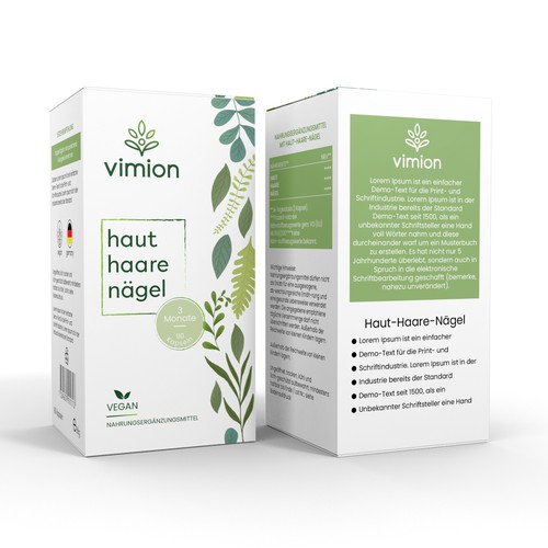 Packaging design for a German brand of high-quality food supplements Design by Packagingholic