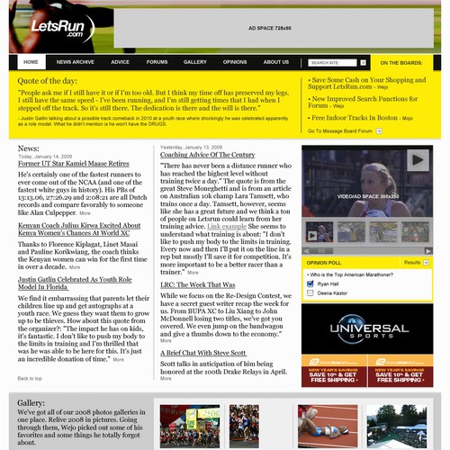 LetsRun.com Homepage Re-Design/Cleanup Diseño de MrPete