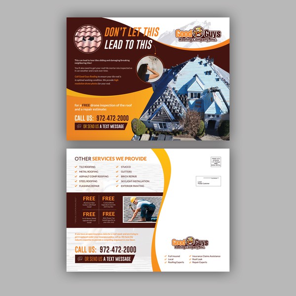 Postcard Design for Roofing Company