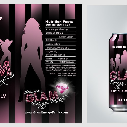 New print or packaging design wanted for Glam Energy Drink (TM) Réalisé par ⭐.AM. Graphics