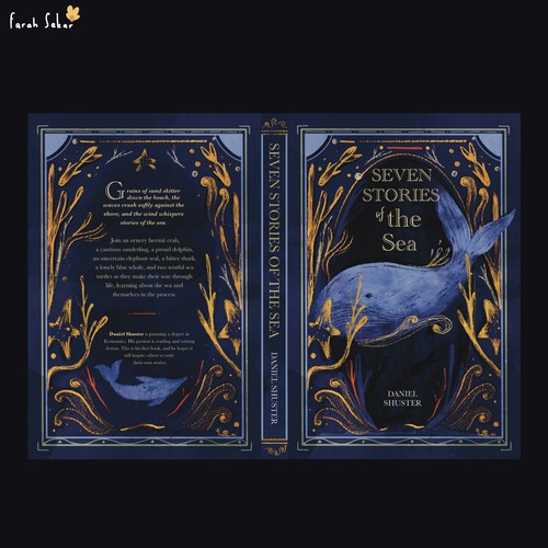 Design a whimsical storybook cover for a collection of fables about sea creatures Design by Farah’s artwork