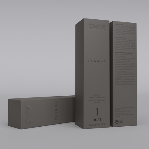 Luxury, high-end product box design for facial cleanser. Design by Tamara.D