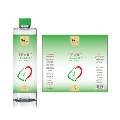 Bottle Label design for Heart healthy extracts | Product label contest