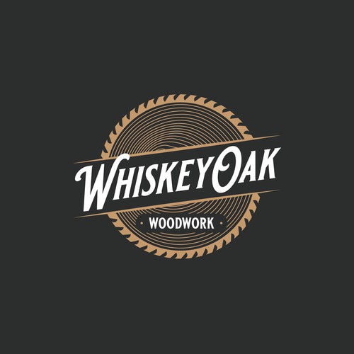 Powerful, vintage, whiskey inspired logo for woodworking company Diseño de Umetnick