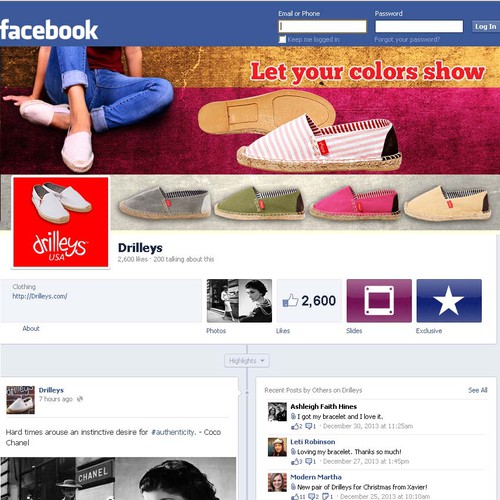 Facebook brand design for international Espadrille shoe company.  More work to follow! デザイン by *senja*
