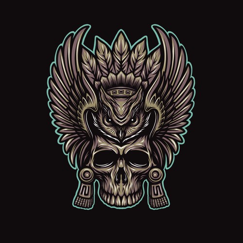 Mexican land of the dead inspired logo for rock recording studio Design by Orn DESIGN