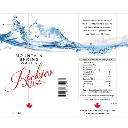 label for new Canadian Mountain Spring Water Design by Outside-the-box