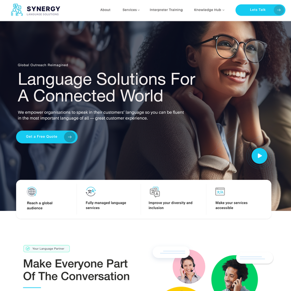 Design by Antons Collective titled "Webdesign and Development for a Language Services Company"
