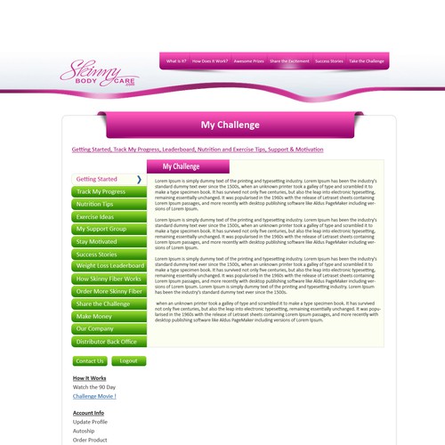 Create the next website design for Skinny Fiber 90 Day Weight Loss Challenge Diseño de N-Company