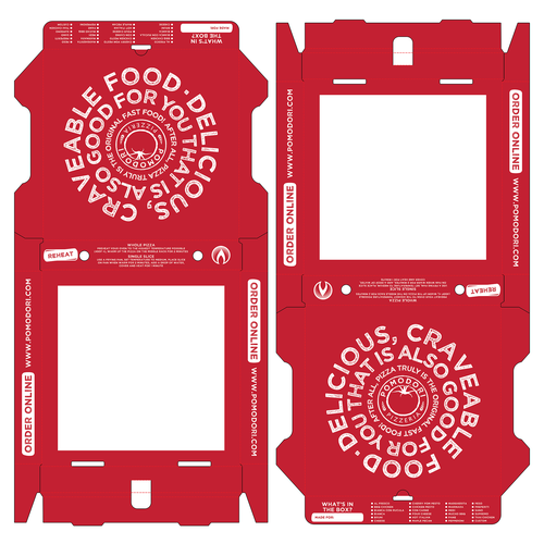 Fun, functional pizza box for Neapolitan pizzeria. Design by studio akka