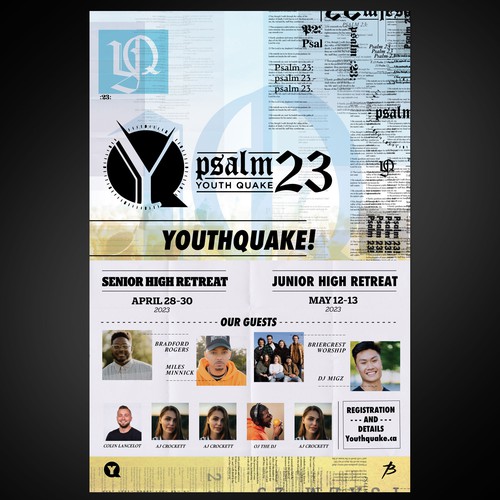 Newspaper themed poster for youth retreat Design by moonlighter