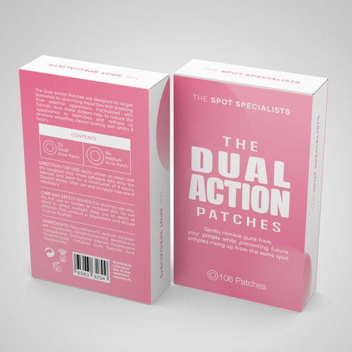 Pimple Patch PACKAGING to appeal to FEMALE BEAUTY user Design by Pice Wilf