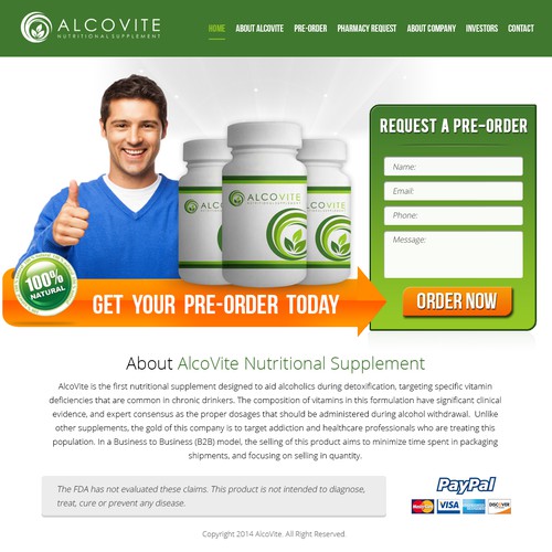 Create a Stunning Homepage for Vitamin Supplement - Guaranteed Award! Design by Atul-Arts