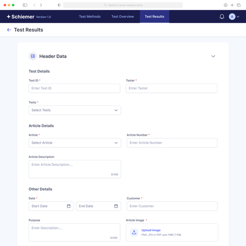 A desktop web UI design for a plastic quality testing software Design by Crimsonte