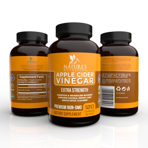 Tasty Orange Supplement Bottle Label Needed By Nature S Nutrition Product Label Contest 99designs