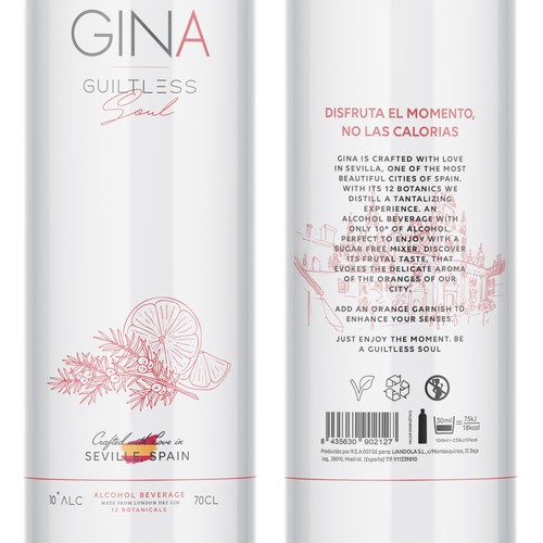 GINA - Low alcohol & calories gin Design by sam2305