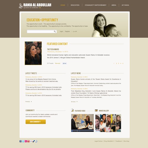Queen Rania's official website – Queen of Jordan Design by yashrdr