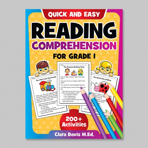 BOOK COVER: Grade 1 Reading Comprehension - Professional Workbook for Kids Design by WolfBell