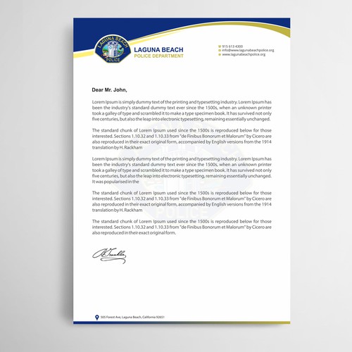 Laguna Beach Police Department Stationary Design by thinkweb art