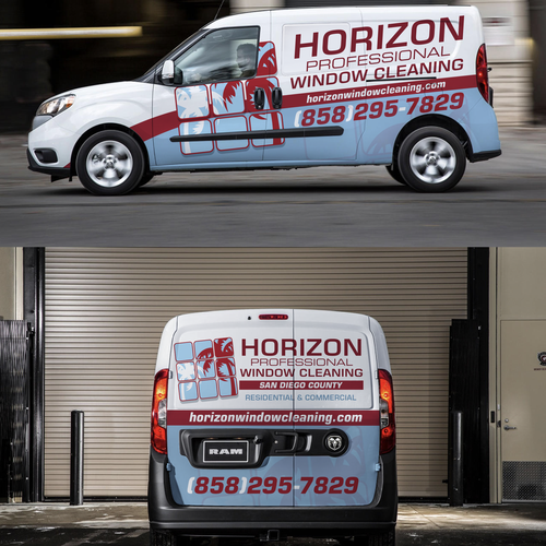 Eye catching cargo van wrap for window cleaning Design by kikodesigns