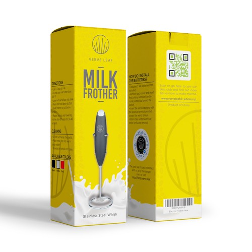 Electric Milk Frother Needs Fun Bold and Premium Design. Design by syakuro