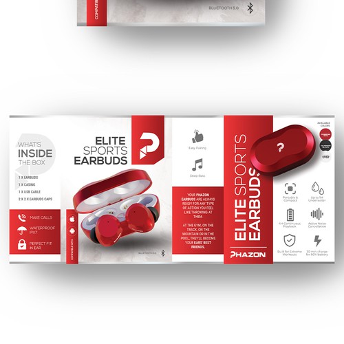 Wireless earbuds packaging box sleeve design Design by intanamir