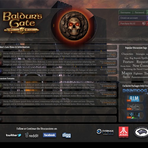 New Baldur's Gate forums need design help Design by genius4hire