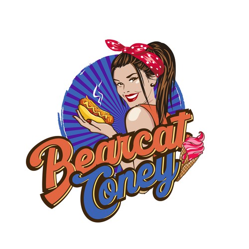 G-Rated Cartoon PinUp Girl girl logo for Retro Coney Hotdog restaurant Design by nindadian