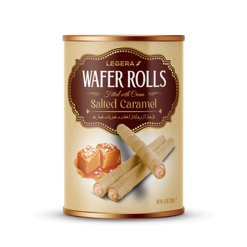 LEGERA Wafer Rolls Pack 125 gm - Salted Caramel Design by Gustavo RV