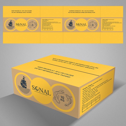 TILAPIA MASTER CARTON WITH YELLOW BACKGROUND Design by WolfBell
