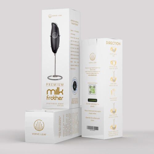 Electric Milk Frother Needs Fun Bold and Premium Design. Design by CUPEDIUM